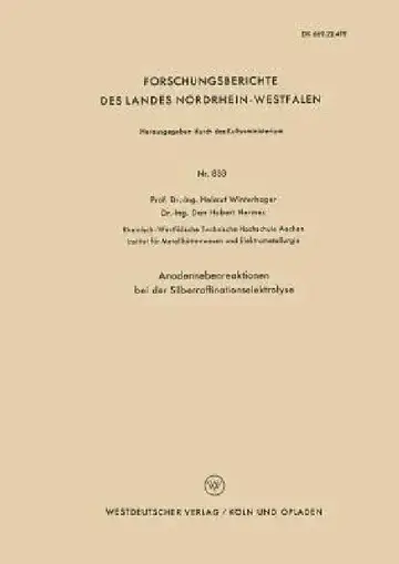 Cover of Anodennebenreaktionen Bei Der Silberraffinationselektrolyse
