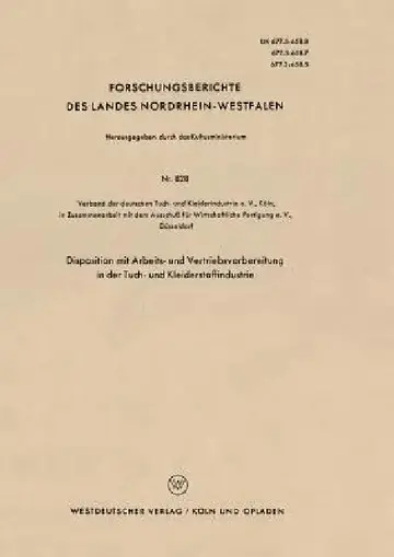 Cover of Disposition Mit Arbeits- Und Vertriebsvorbereitung in Der Tuch- Und Kleiderstoffindustrie