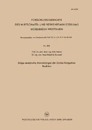 Cover of Einige Analytische Anwendungen Der Zincke-Königschen Reaktion