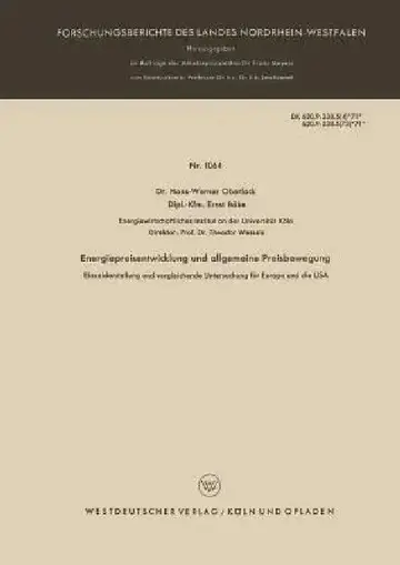 Cover of Energiepreisentwicklung Und Allgemeine Preisbewegung