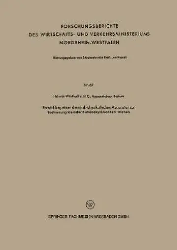 Cover of Entwicklung Einer Chemisch-Physikalischen Apparatur Zur Bestimmung Kleinster Kohlenoxyd-Konzentrationen