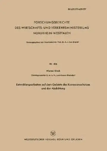 Cover of Entwicklungsarbeiten Auf Dem Gebiete Des Korrosionsschutzes Und Der Abdichtung