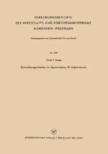 Cover of Entwicklungsarbeiten Im Apparatebau Für Laboratorien