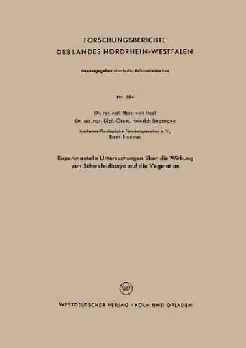 Cover of Experimentelle Untersuchungen Über Die Wirkung Von Schwefeldioxyd Auf Die Vegetation