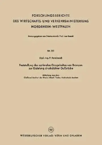 Cover of Feststellung Des Optimalen Gasgehaltes Von Bronzen Zur Erzielung Druckdichter Gußstücke