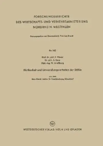 Cover of Härtbarkeit Und Umwandlungsverhalten Der Stähle