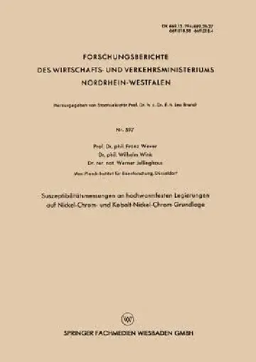 Cover of Suszeptibilitätsmessungen an Hochwarmfesten Legierungen Auf Nickel-Chrom- Und Kobalt-Nickel-Chrom-Grundlage