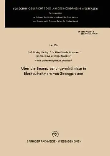 Cover of Über Die Beanspruchungsverhältnisse in Blockaufnehmern Von Strangpressen