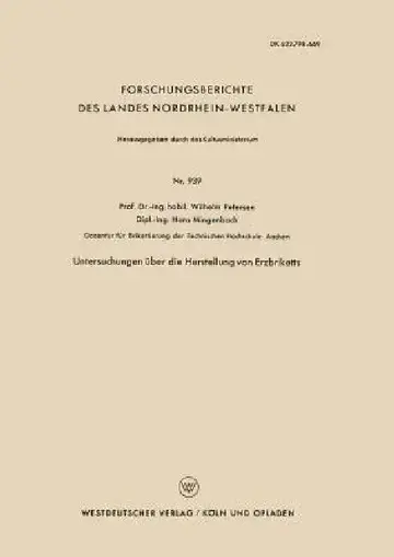 Cover of Untersuchungen Über Die Herstellung Von Erzbriketts
