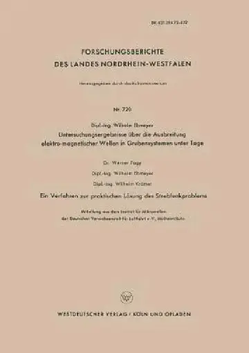 Cover of Untersuchungsergebnisse Über Die Ausbreitung Elektro-Magnetischer Wellen in Grubensystemen Unter Tage
