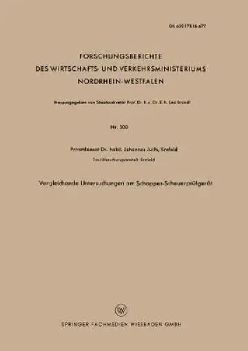Cover of Vergleichende Untersuchungen Am Schopper-Scheuerprüfgerät