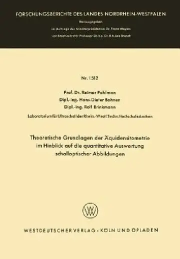 Cover of Theoretische Grundlagen Der Äquidensitometrie Im Hinblick Auf Die Quantitative Auswertung Schalloptischer Abbildungen