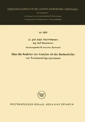Cover of Über die Reaktion von Acetylen mit den Bestandteilen von Trockenreinigungsmassen