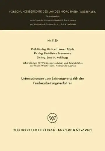 Cover of Untersuchungen Zum Leistungsvergleich Der Feinbearbeitungsverfahren
