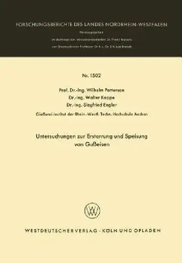 Cover of Untersuchungen Zur Erstarrung Und Speisung Von Gußeisen