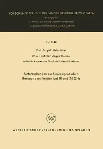 Cover of Untersuchungen zur ferrimagnetischen Resonanz an Ferriten bei 10 und 24 GHz