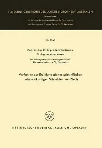 Cover of Verfahren Zur Erzielung Glatter Schnittflächen Beim Vollkantigen Schneiden Von Blech