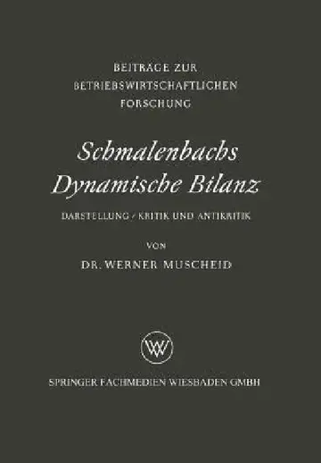 Cover of Schmalenbachs Dynamische Bilanz