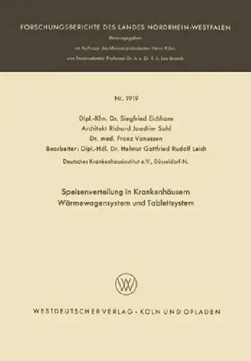 Cover of Speisenverteilung in Krankenhäusern Wärmewagensystem und Tablettsystem