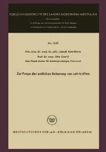 Cover of Zur Frage Der Zeitlichen Belastung Von Lehrkräften