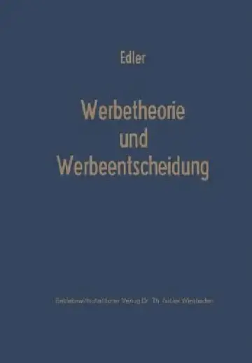 Cover of Werbetheorie Und Werbeentscheidung