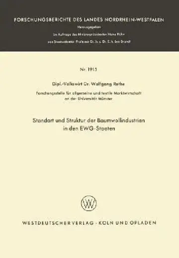 Cover of Standort Und Struktur Der Baumwollindustrien in Den Ewg-Staaten