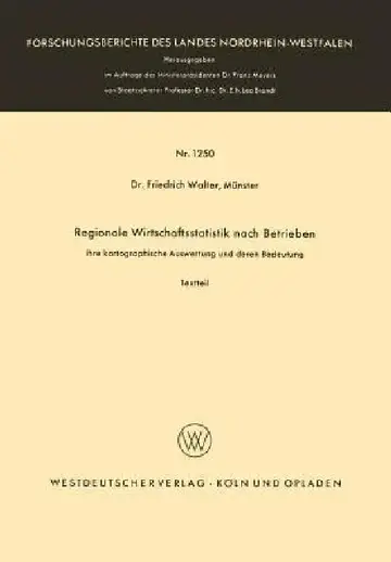 Cover of Regionale Wirtschaftsstatistik Nach Betrieben