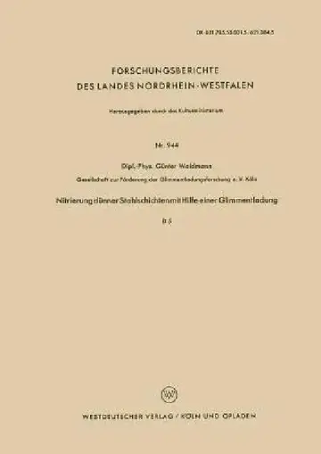 Cover of Nitrierung Dünner Stahlschichten Mit Hilfe Einer Glimmentladung