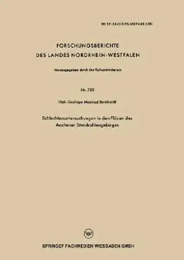Cover of Schlechtenuntersuchungen in Den Flözen Des Aachener Steinkohlengebirges