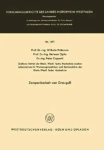 Cover of Zerspanbarkeit Von Grauguß