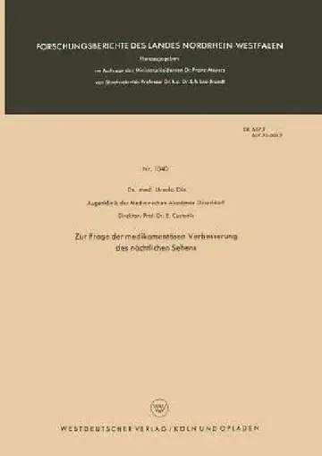 Cover of Zur Frage Der Medikamentösen Verbesserung Des Nächtlichen Sehens