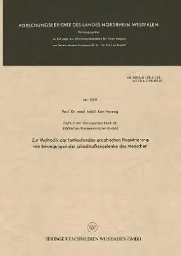 Cover of Zur Methodik Der Fortlaufenden Graphischen Registrierung Von Bewegungen Der Gliedmaßengelenke Des Menschen
