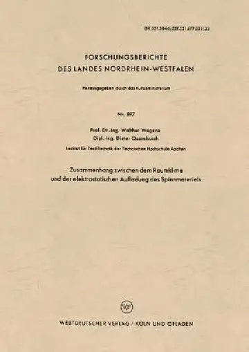 Cover of Zusammenhang Zwischen Dem Raumklima Und Der Elektrostatischen Aufladung Des Spinnmaterials