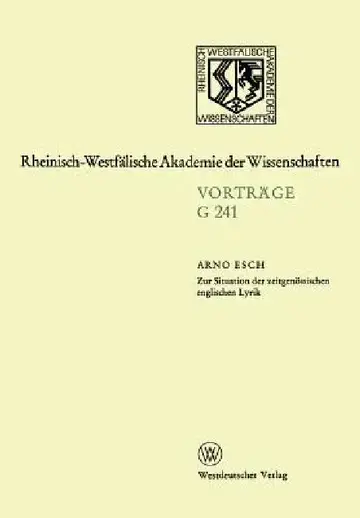 Cover of Zur Situation Der Zeitgenössischen Englischen Lyrik