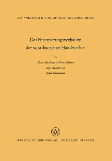 Cover of Das Finanzierungsverhalten Der Westdeutschen Handwerker