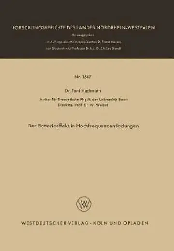 Cover of Der Batterieeffekt in Hochfrequenzentladungen