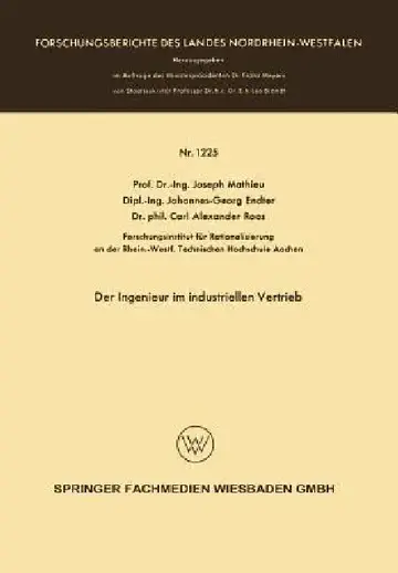Cover of Der Ingenieur Im Industriellen Vertrieb