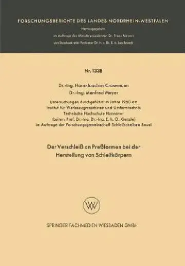 Cover of Der Verschleiß an Preßformen Bei Der Herstellung Von Schleifkörpern
