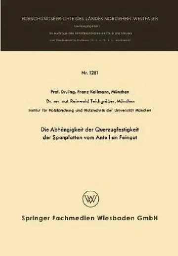 Cover of Die Abhängigkeit Der Querzugfestigkeit Der Spanplatten Vom Anteil an Feingut