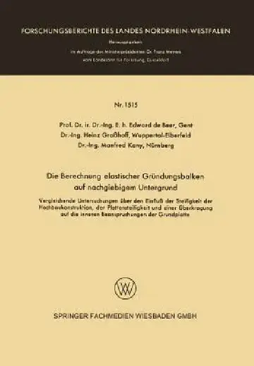 Cover of Die Berechnung Elastischer Gründungsbalken Auf Nachgiebigem Untergrund