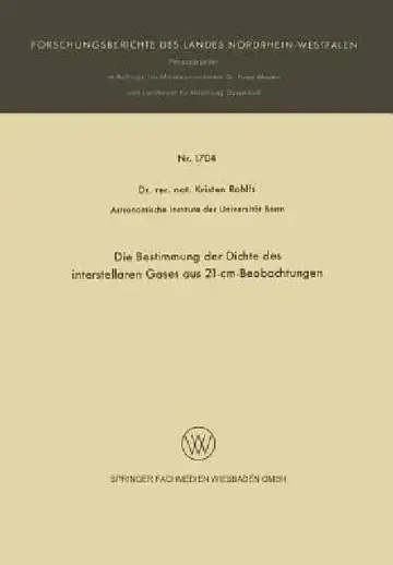 Cover of Die Bestimmung Der Dichte Des Interstellaren Gases Aus 21-CM-Beobachtungen