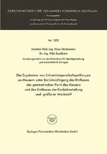 Cover of Die Ergebnisse Von Schneideigenschaftsprüfungen an Messern Unter Berücksichtigung Des Einflusses Der Geometrischen Form Des Messers Und Des Einflusses