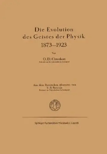 Cover of Die Evolution Des Geistes Der Physik 1873-1923