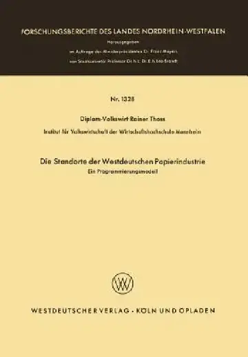 Cover of Die Standorte Der Westdeutschen Papierindustrie