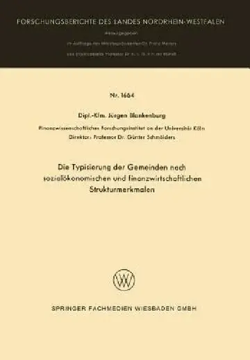 Cover of Die Typisierung Der Gemeinden Nach Sozialökonomischen Und Finanzwirtschaftlichen Strukturmerkmalen