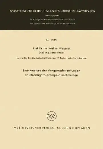 Cover of Eine Analyse Der Vorgarnschwankungen an Streichgarn-Krempelassortimenten