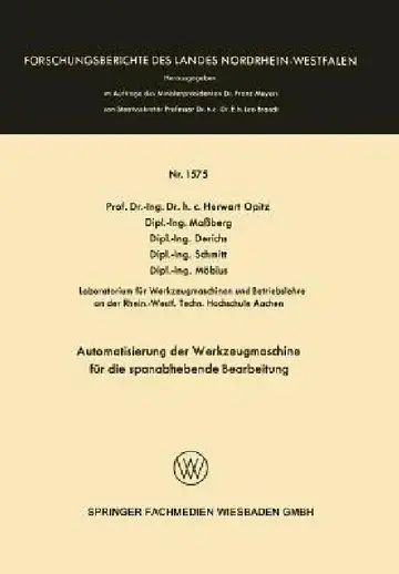 Cover of Automatisierung Der Werkzeugmaschine Für Die Spanabhebende Bearbeitung