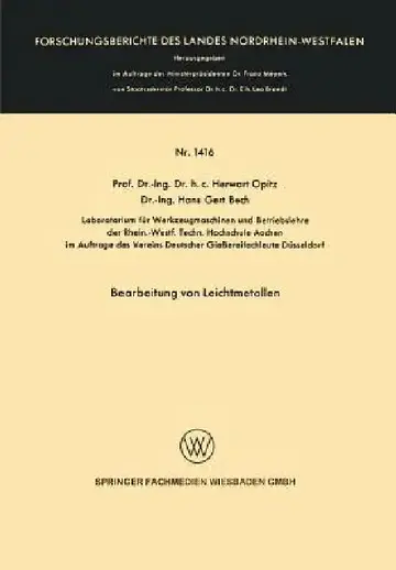 Cover of Bearbeitung Von Leichtmetallen