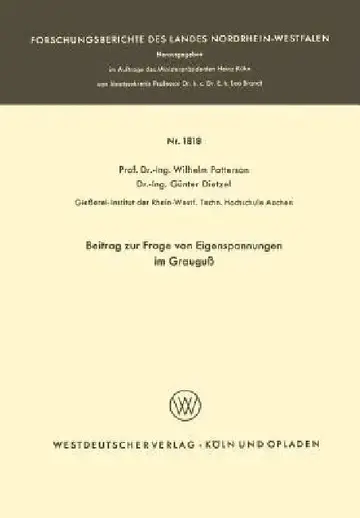 Cover of Beitrag Zur Frage Von Eigenspannungen Im Grauguß