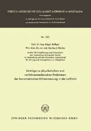Cover of Beiträge Zu Physikalischen Und Verfahrenstechnischen Problemen Der Barometrischen Höhenmessung in Der Luftfahrt